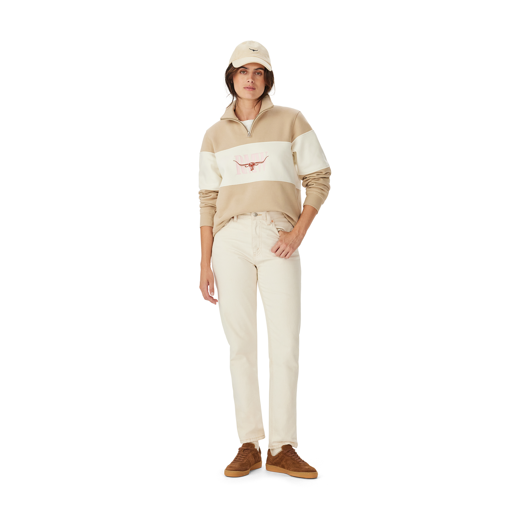 R.M.Williams Womens Trickett Panel Sweatshirt (KZR00BB01) Sand