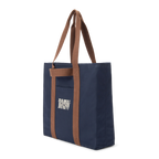 Navy R.M.Williams Heritage Tote (CGM9OCA04) with brown handles and RMW logo on a white background.