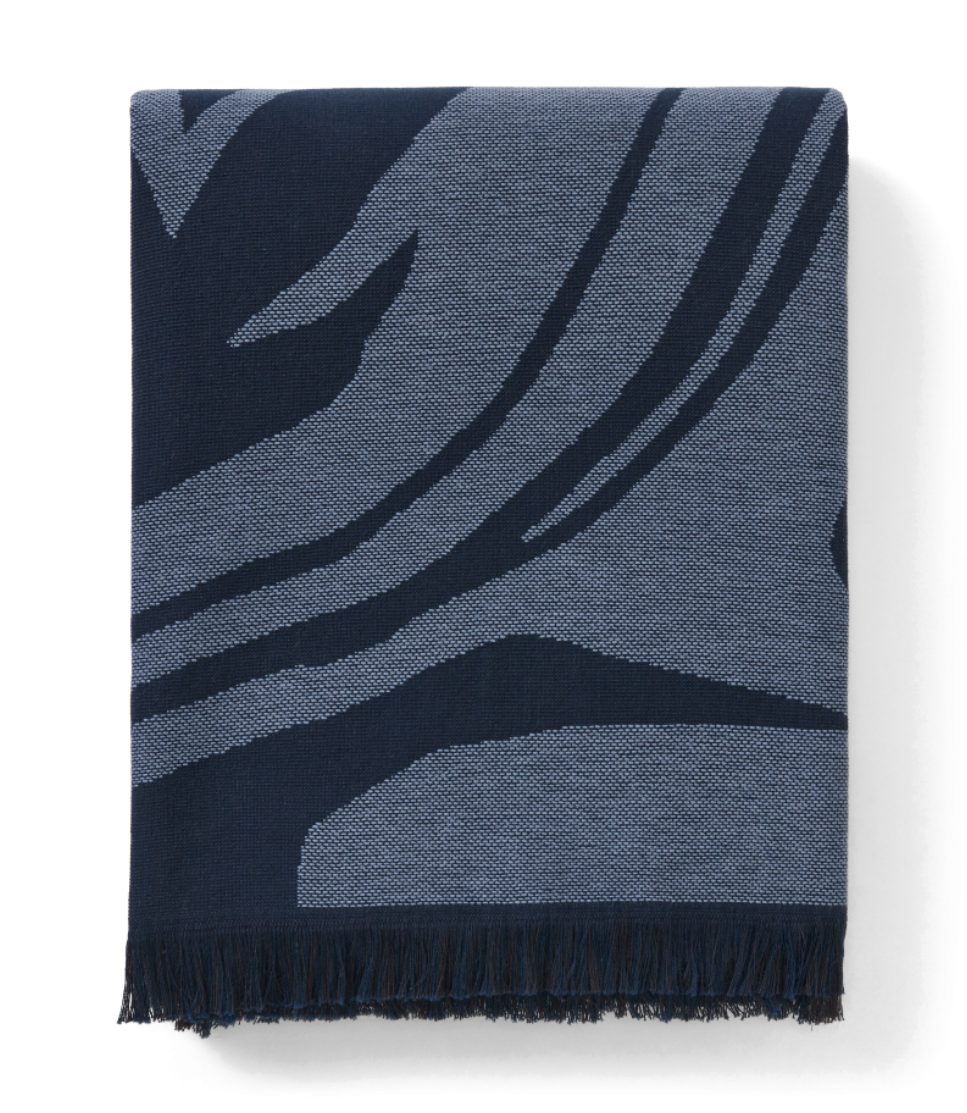 Folded navy and blue vintage R.M.Williams Longhorn Towel (LSLCOCO02) on a white background.