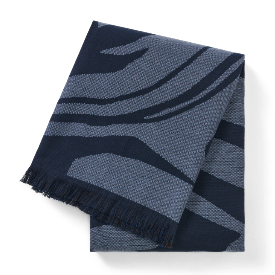 Folded navy and blue vintage R.M.Williams Longhorn Towel (LSLCOCO02) on a white background.