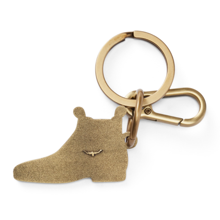 An R.M.Williams Men's Boot Enamel Keyring (CKS4AMT01) with boot design viewed from the back on a white background.