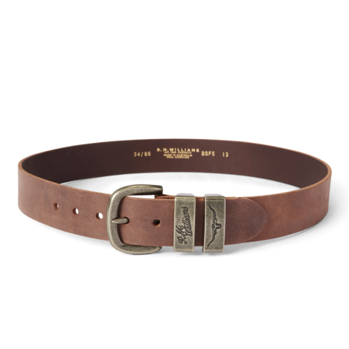 R.M.Williams Mens Drover Belt (BSF5WDN01) Bark