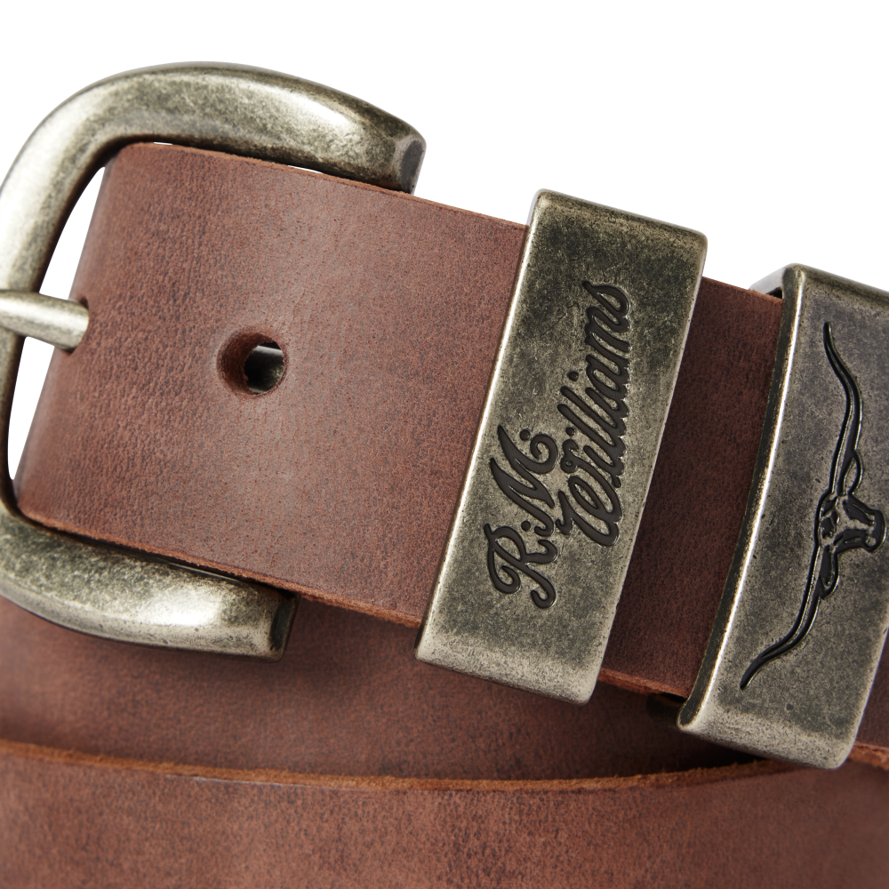 R.M.Williams Mens Drover Belt (BSF5WDN01) Bark
