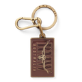 R.M.Williams Men's Heritage Logo Enamel Keyring (CKS4AMT01) with a brass clasp and a brown enamel tag featuring 'R.M. Williams Australia' on a white background.