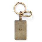 the back of an R.M.Williams Men's Heritage Logo Enamel Keyring (CKS4AMT02) on a white background.