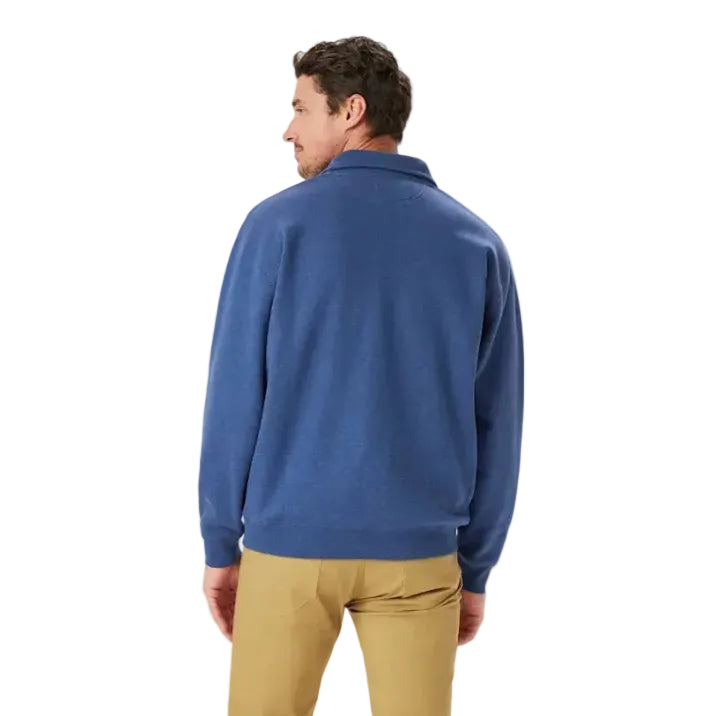 R.M.Williams Mens Mulyungarie 1/4 Zip Sweatshirt (KZ400BB01) Blue Marle Back