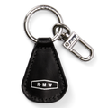 Black leather R.M.Williams Men's Keyfob (CKS4MLE03) with metal ring and clip on a white background.
