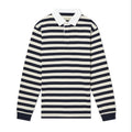 Navy and cream R.M.Williams Men's Tweedale Rugby (KR200JS3P01) with a collar on a white background.