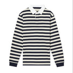 Navy and cream R.M.Williams Men's Tweedale Rugby (KR200JS3P01) with a collar on a white background.