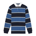 Blue, navy and white striped R.M.Williams Men's Tweedale Rugby (KR200JSFW01) on a white background.