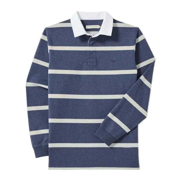 Blue and grey marle R.M.Williams Men's Tweedale Rugby (KR200RJ07) on a white background.
