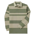 Olive and green striped R.M.Williams Men's Tweedale Rugby (KR200RJ07) on a white background.