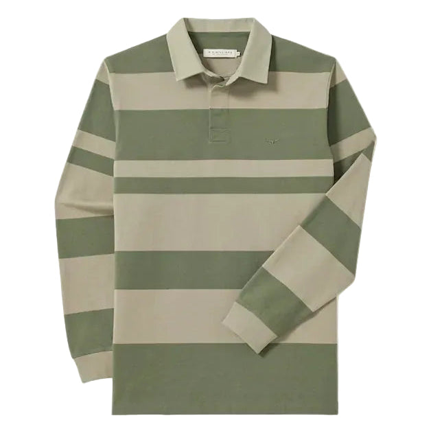 Olive and green striped R.M.Williams Men's Tweedale Rugby (KR200RJ07) on a white background.