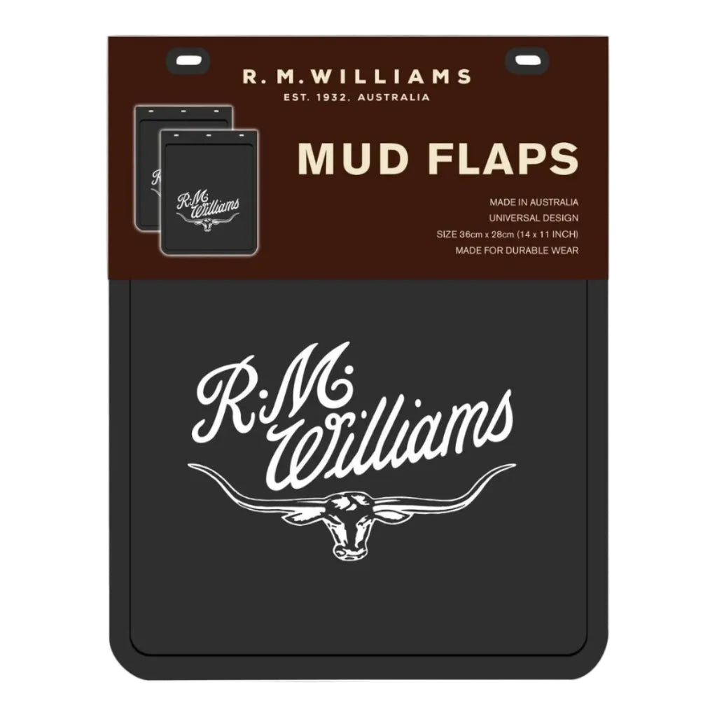 R.M.Williams Mud Flaps Pair 23cmx36cm (MDRMWC) Black/White
