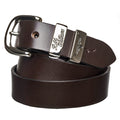 Chestnut leather R.M.Williams Silver Buckle 1 1/4" 3 Piece Work Belt (CB440.41) on a white background.