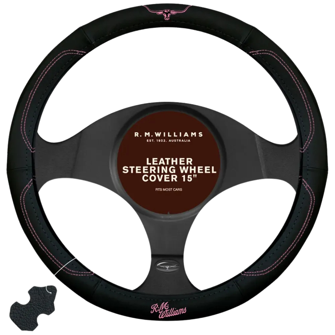 R.M.Williams Steering Wheel Cover (SWRMWPMK) Pink/Black
