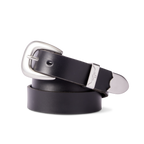Black R.M.Williams Women's Cate Stitched Belt (BSC5FLE01) with silver buckle on a white background.