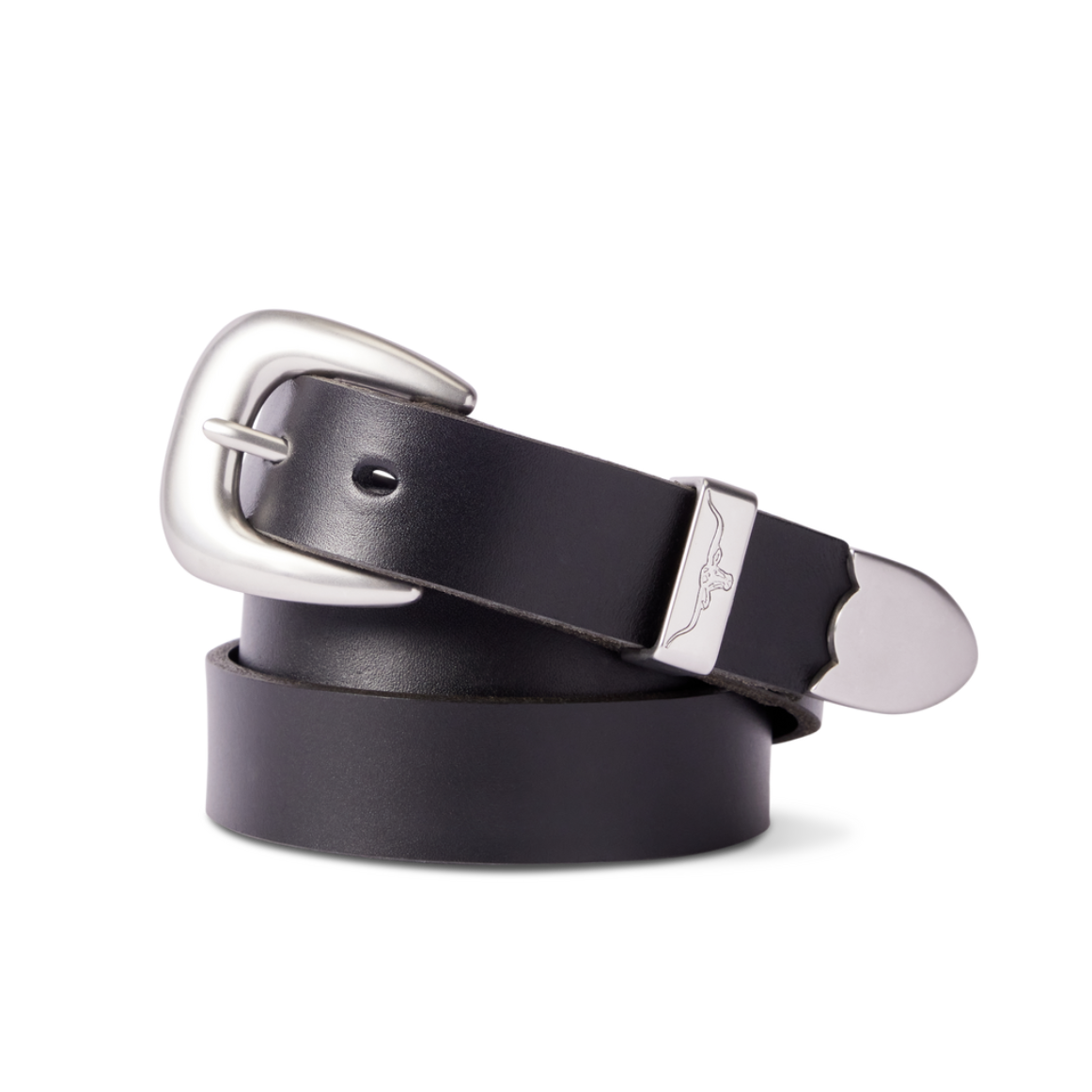 Black R.M.Williams Women's Cate Stitched Belt (BSC5FLE01) with silver buckle on a white background.