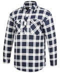 Ritemate Childrens Pilbara Closed Front L/S Flannelette Shirt (RM123SKC) Navy/White