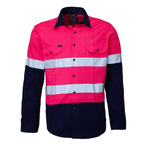 Ritemate Adults Hi Vis Open Front Shirt with Tape (RM1050R) Pink/Navy XXS