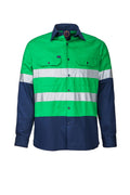 Ritemate Adults Hi Vis Open Front Shirt with Tape (RM1050R.EME) Emerald/Navy 2XS