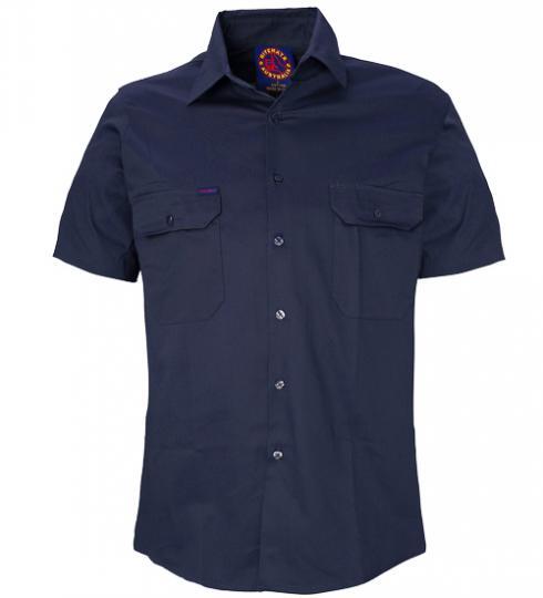 Ritemate Mens Open Front Heavy Weight S/S Work Shirt (RM1000S) Navy XS