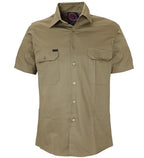 Ritemate Mens Open Front Heavy Weight S/S Work Shirt (RM1000S) Khaki S