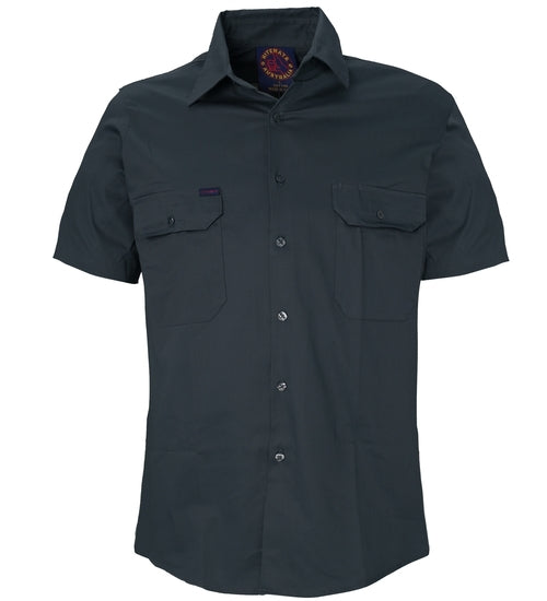 Ritemate Mens Open Front Heavy Weight S/S Work Shirt (RM1000S) Bottle S