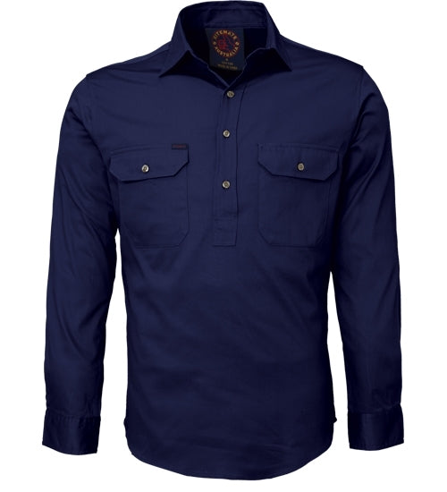 Ritemate Mens Closed Front Heavy Weight L/S Work Shirt (RM100CF) Navy XS