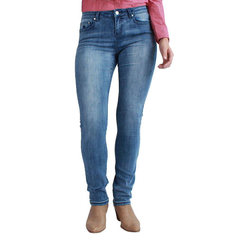 Ringers Western Womens Victoria Mid Rise Straight Leg (217108002) Light Blue 6R