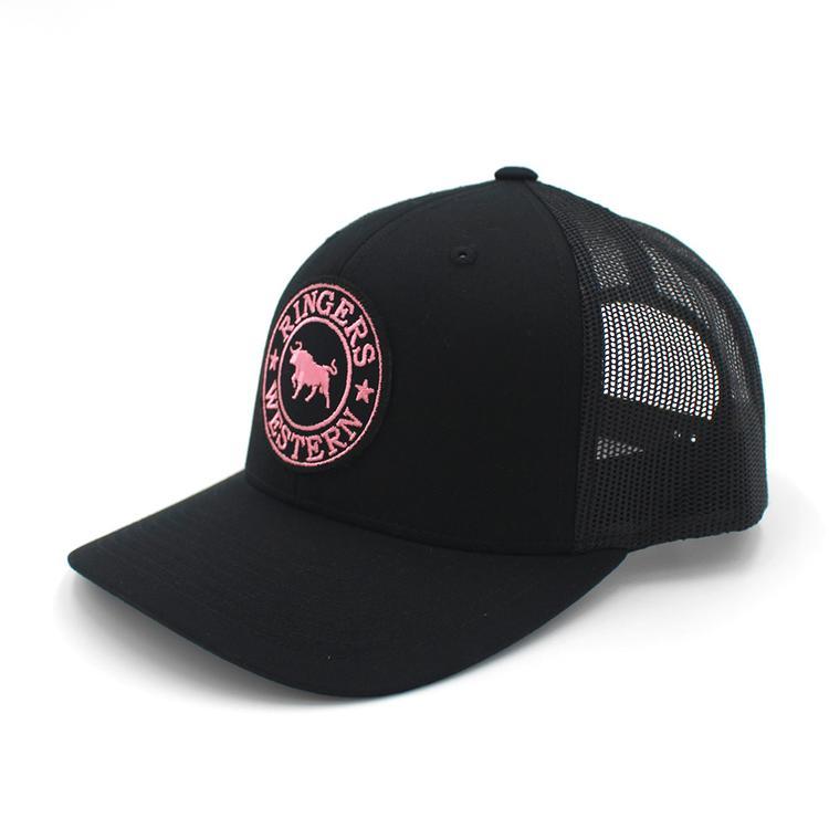 Ringers Western Signature Bull Trucker Cap (171120006) Black & Pink Patch