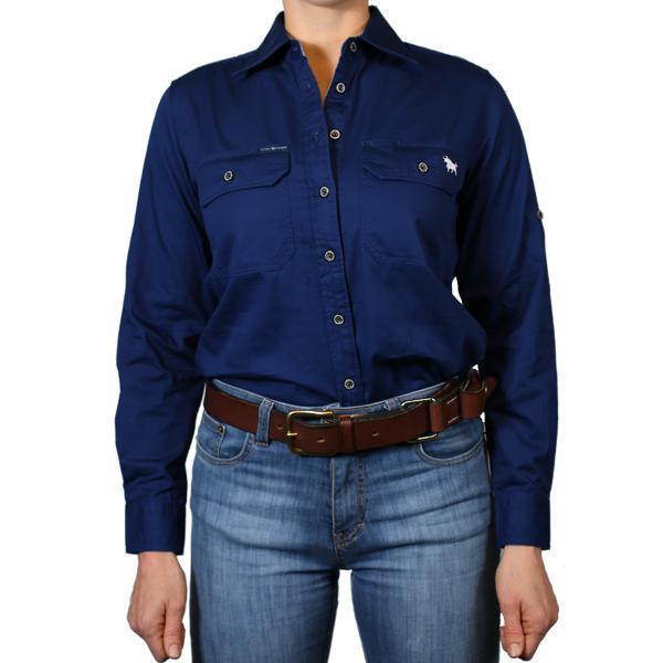 Ringers Western Womens Pentecost River Full Button L/S Work Shirt (171210001) Navy 16