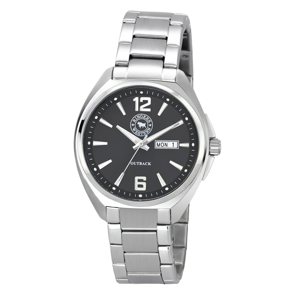 Ringers Western Mens Silver Band Watch (RW-WW01BBK) Silver/Black [GD]