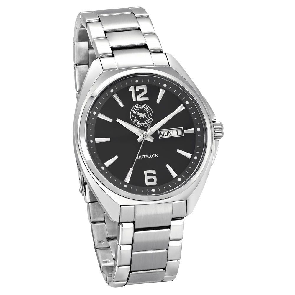 Ringers Western Mens Silver Band Watch (RW-WW01BBK) Silver/Black [GD]