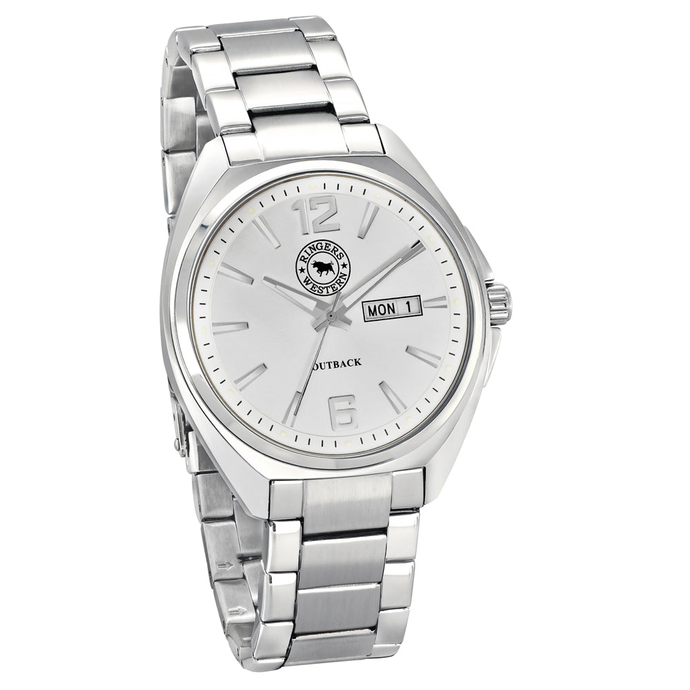 Ringers Western Mens Silver Band Watch (RW-WW01BWT) Silver/White [SD]
