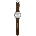 Ringers Western Mens Leather Band Watch (RW-WW01SWT) Silver/White [GD]