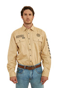 Ringers Western Mens Hawkeye Full Button Work Shirt (118110002) Dark Sand/Black L [GD]