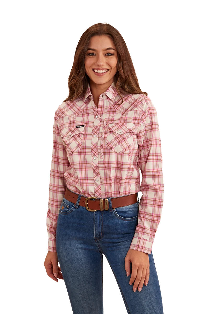 Ringers Western Womens Silverlake L/S Western Shirt (222120RW) Pink Check 12 [SD]