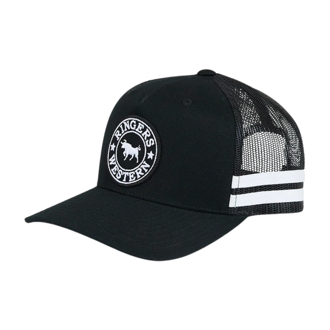 Ringers Western Childrens McCoy Trucker Cap (722041RW) Black with White Print OSFM