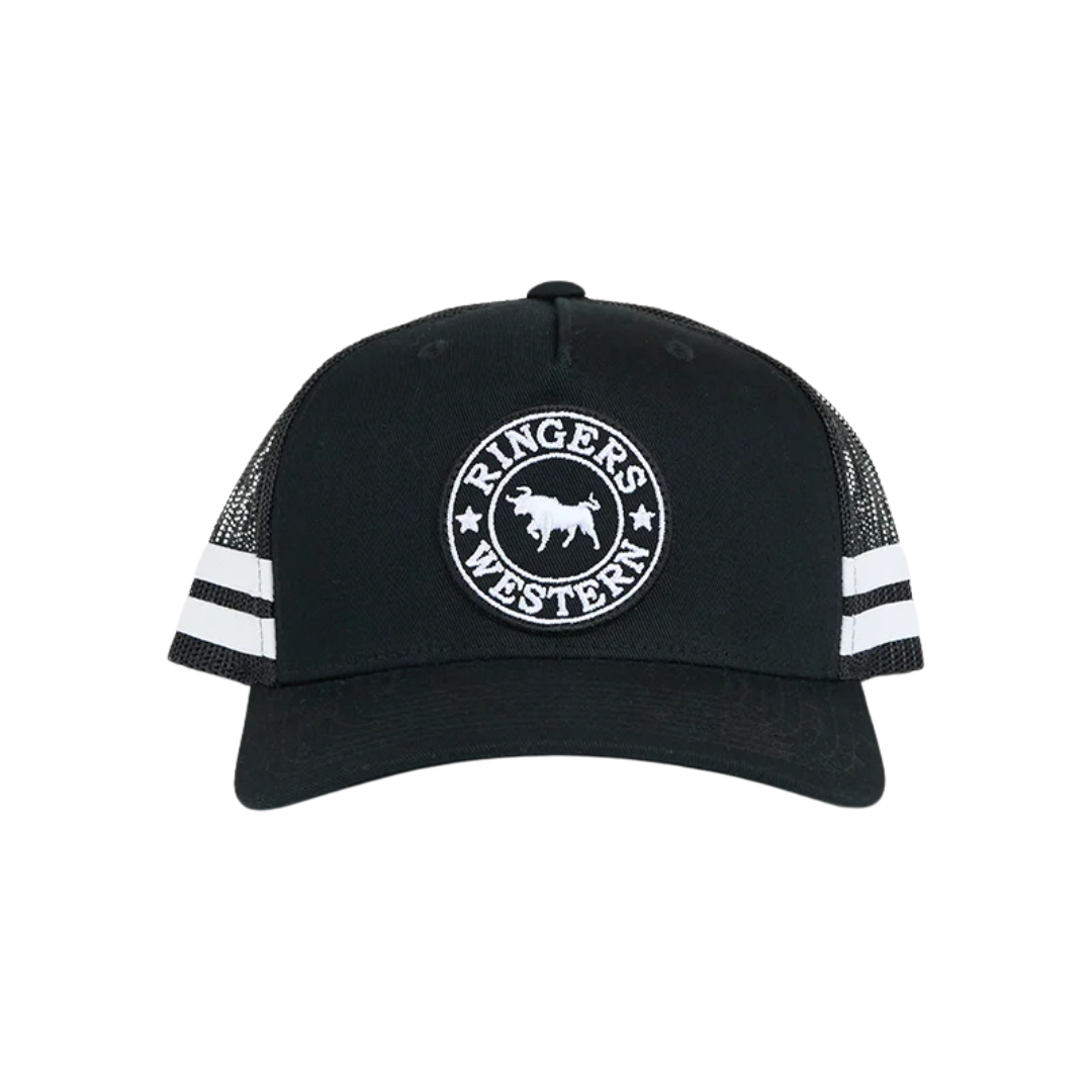 Ringers Western Childrens McCoy Trucker Cap (722041RW) Black with White Print OSFM