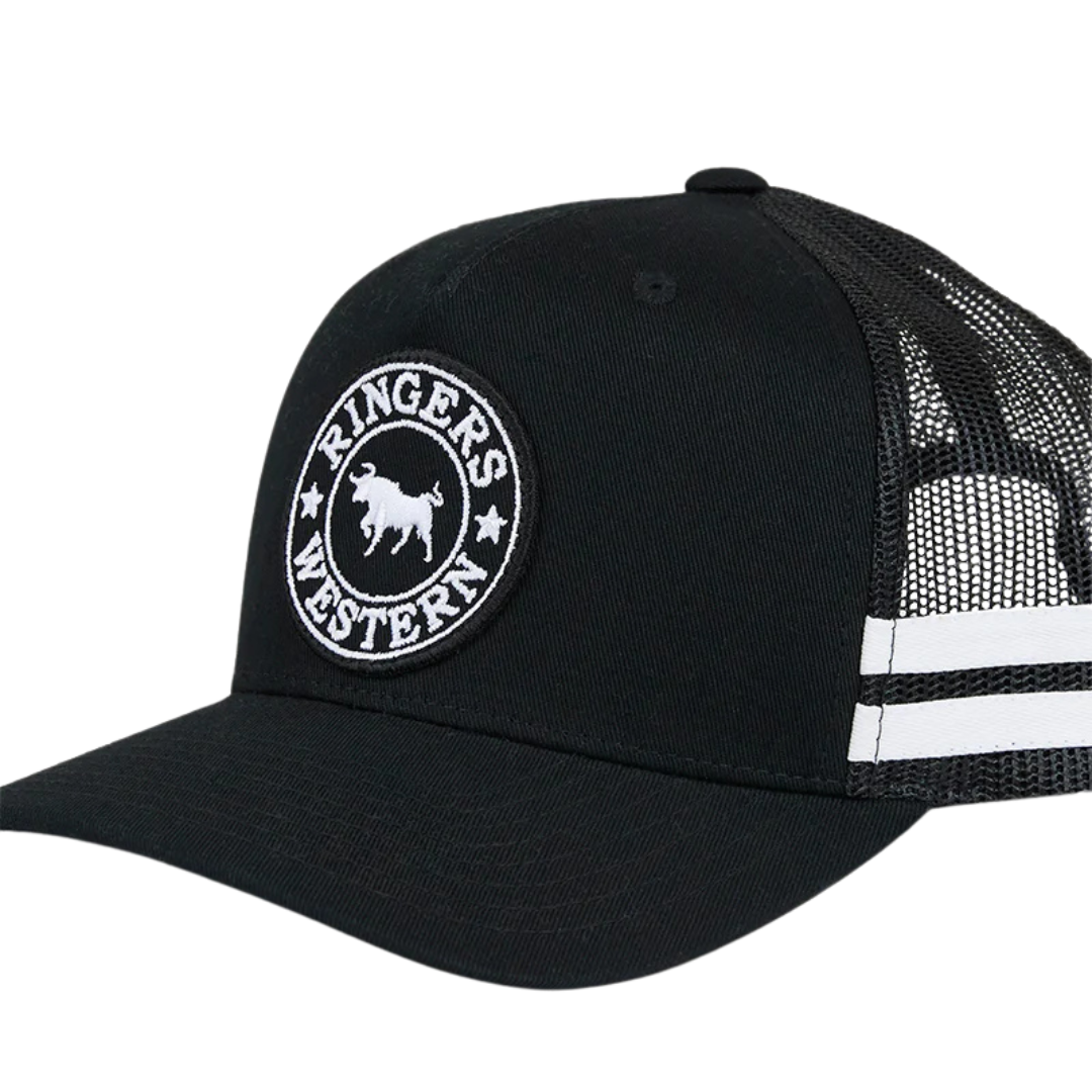 Ringers Western Childrens McCoy Trucker Cap (722041RW) Black with White Print OSFM
