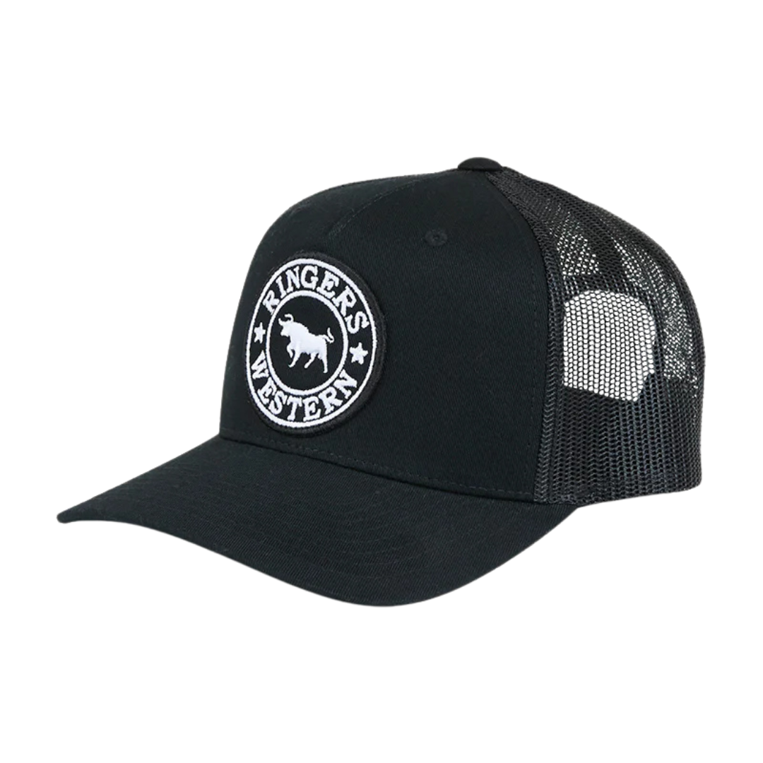 Ringers Western Childrens Signature Bull Trucker Cap (420257RW) Black with White Print OSFM