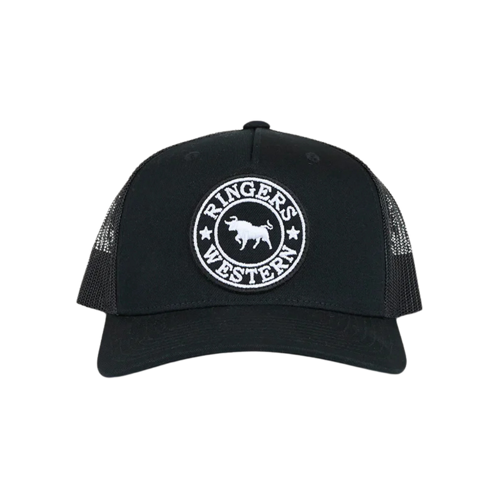 Ringers Western Childrens Signature Bull Trucker Cap (420257RW) Black with White Print OSFM