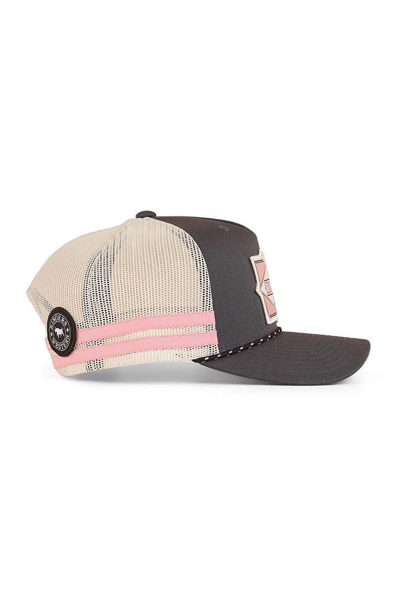Ringers Western Hometown Trucker Cap (424039RW) Charcoal/Rosey OSFM