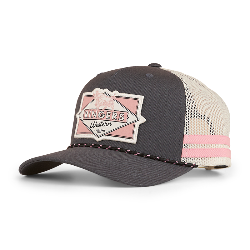 Ringers Western Hometown Trucker Cap (424039RW) Charcoal/Rosey OSFM