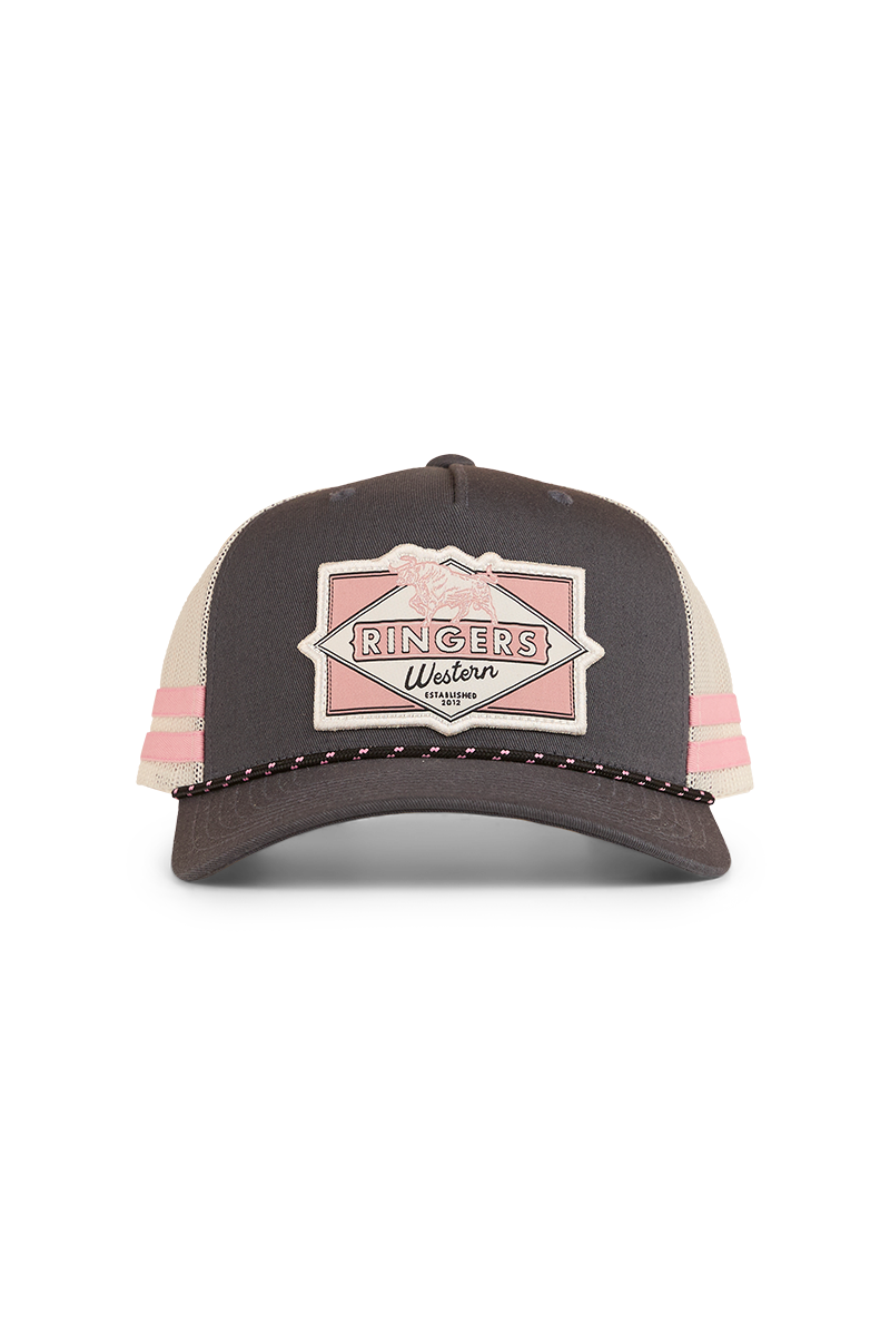 Ringers Western Hometown Trucker Cap (424039RW) Charcoal/Rosey OSFM