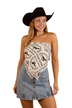Ringers Western Womens Lets Horse Around Scarf Top (224085RW) Off White