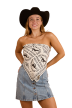 Ringers Western Womens Lets Horse Around Scarf Top (224085RW) Off White