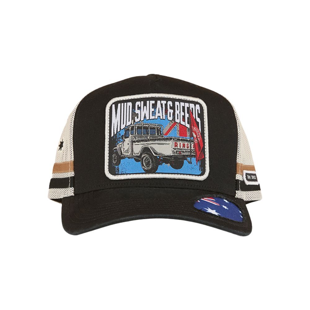 Ringers Western Mud Sweat Beers Deep Fit Trucker Cap (424032RW) Black OSFM