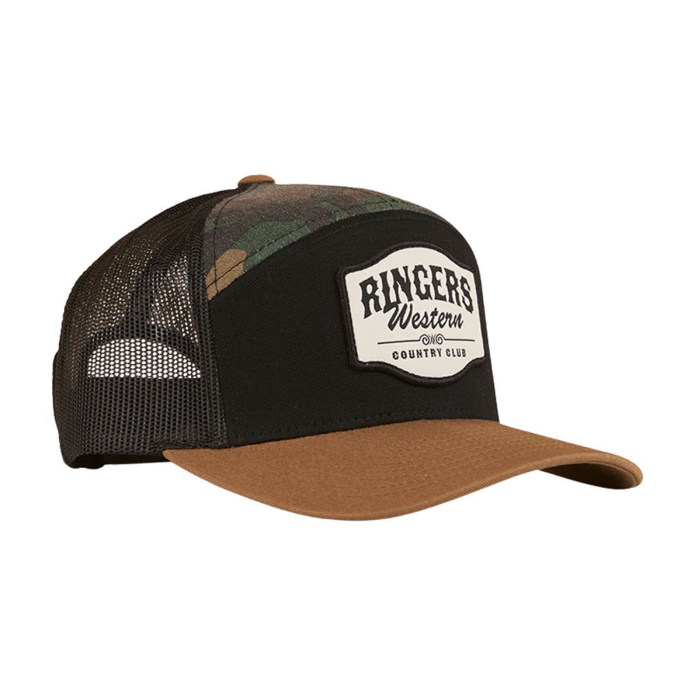 Ringers Western Country Club 7 Panel Cap (424037RW) Black/Camo OSFM